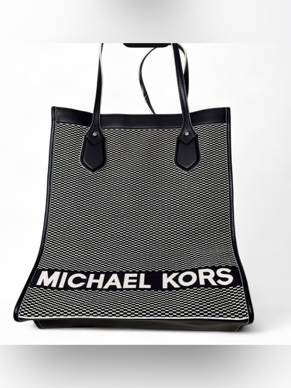 Michael Kors Black and White Michael Kors Logo Tote